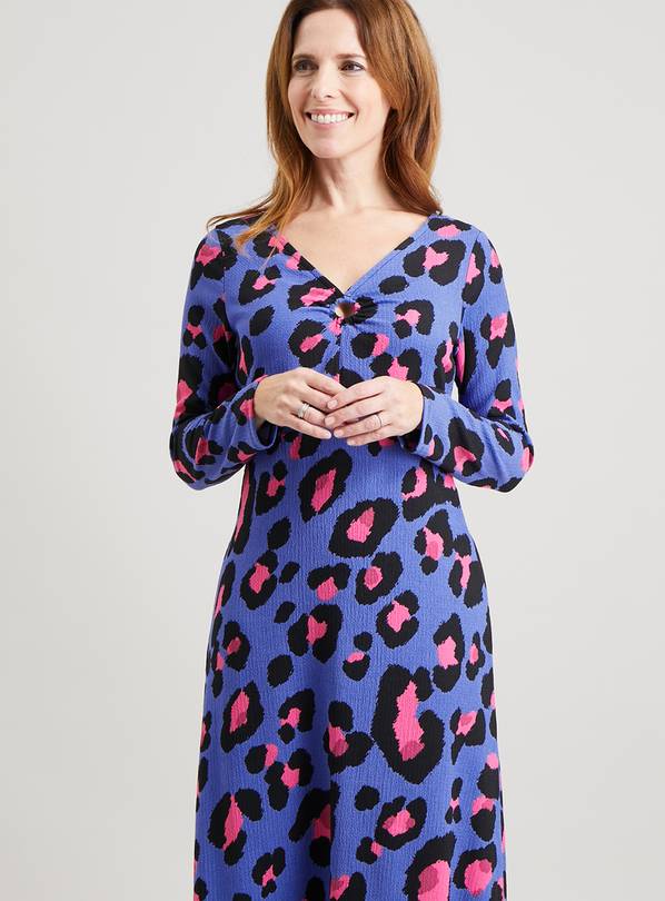 Buy Blue Animal Print Crinkle Midi Dress 10 Dresses Tu